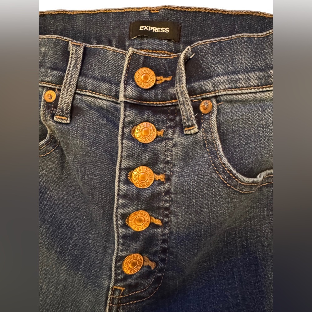 Express Women's Skinny Mid Rise Blue Denim Jeans Size 4 - Picture 7 of 7
